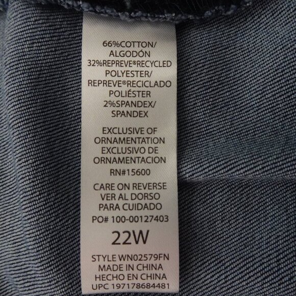 Democracy Wide Leg Jeans Women's Plus Size 22W Blue Denim Stretch High Rise - Picture 11 of 12